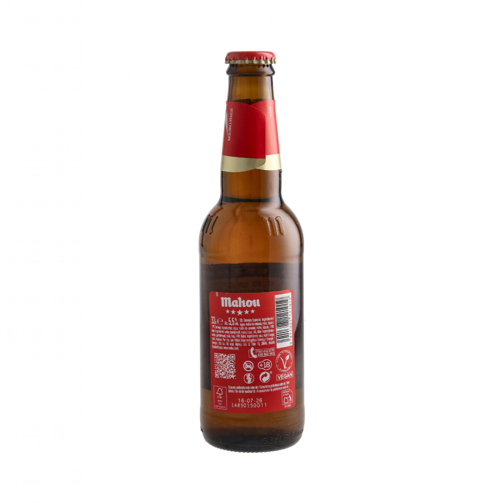 Cerveza de botella Cinco Estrellas Mahou (330 ml) - Miniatura 3