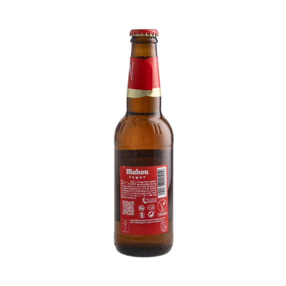 Cerveza de botella Cinco Estrellas Mahou (6 x 330 ml) - Miniatura 2