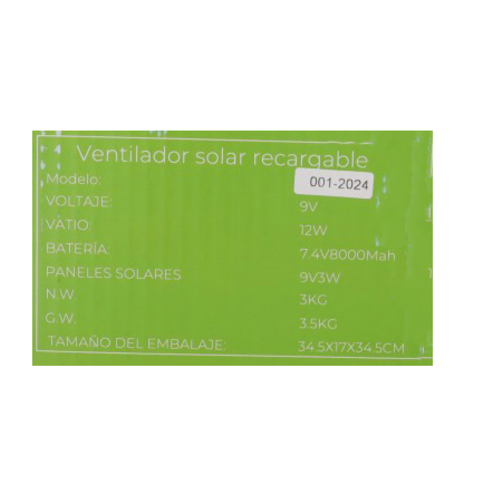 Ventilador solar recargable ACC 0001-2024 - Miniatura 4