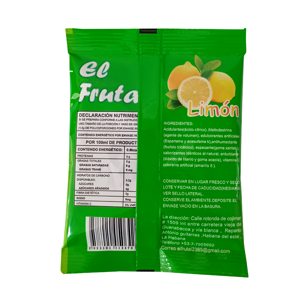 Refresco instantáneo sabor limón El Frutal (45 g / 1.58 oz) - Miniatura 2