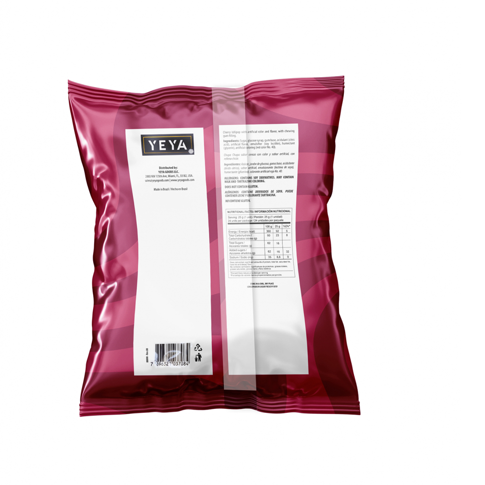 Chupa chupas con relleno de chicle sabor cereza YEYA (2 x 600 g / 1.32 lb) - Miniatura 2