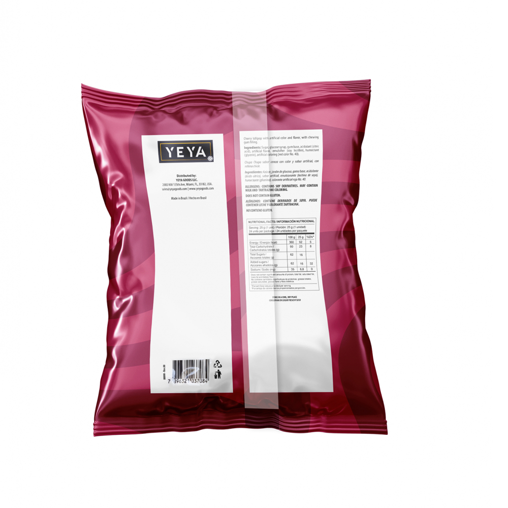 Chupa chupas con relleno de chicle sabor cereza YEYA (3 x 600 g / 1.32 lb) - Miniatura 2