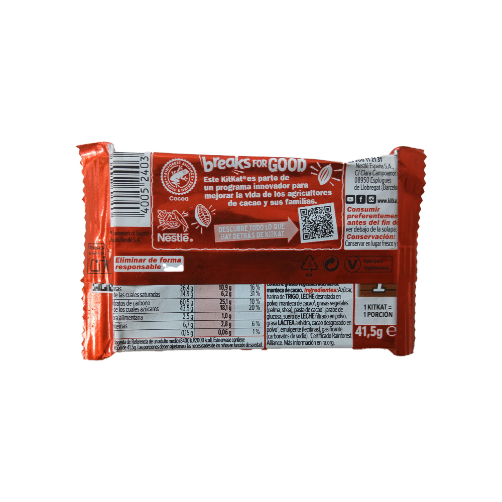 Galleta recubierta con chocolate con leche KitKat (41.5 g / 1.46 oz) - Miniatura 2