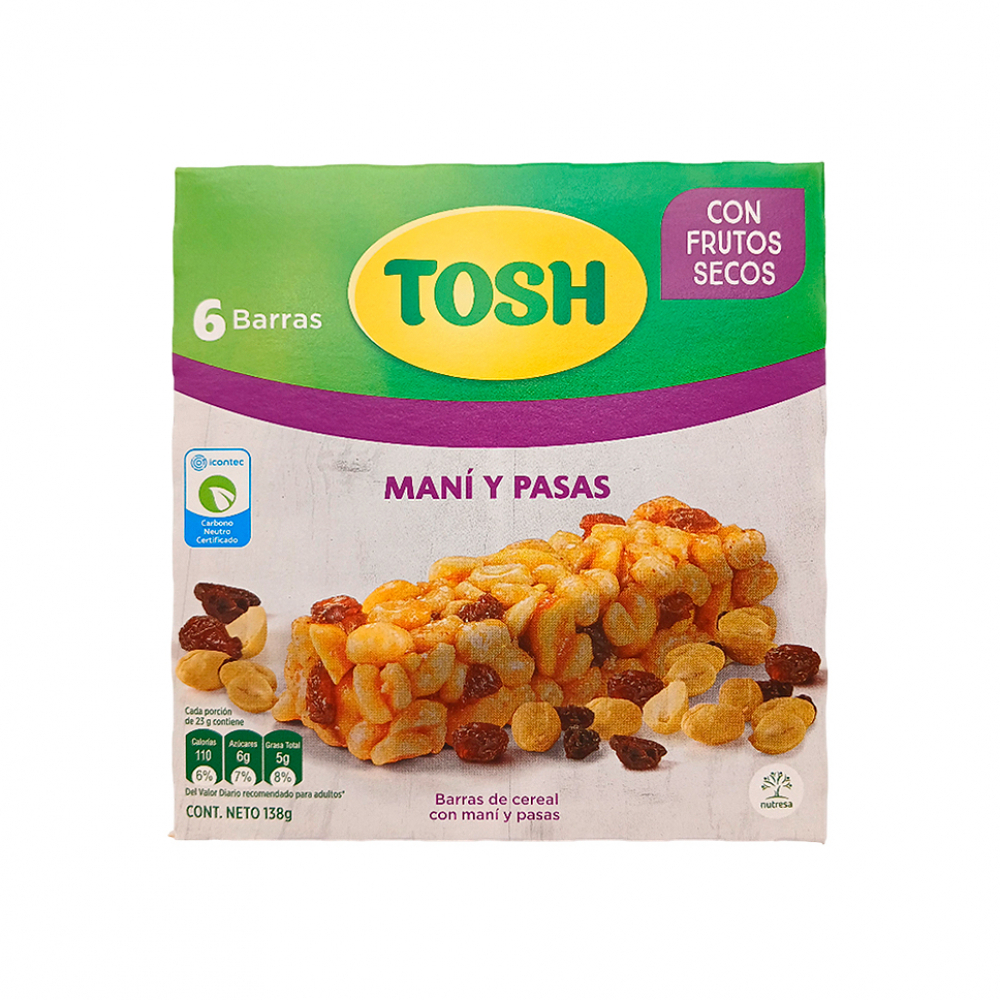 Barras de cereal con maní y pasas Tosh (138 g / 4.9 oz) - Miniatura 2