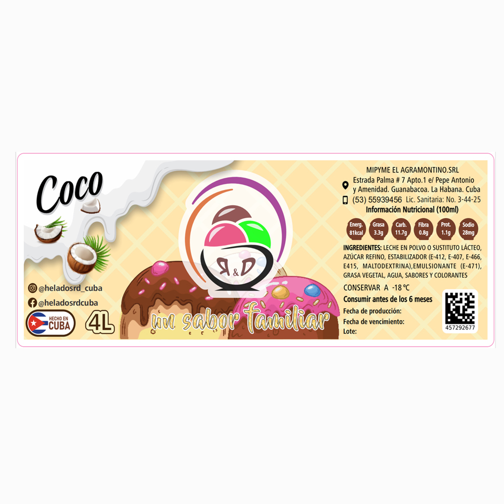 Helado sabor coco R&D (4 L) - Miniatura 2