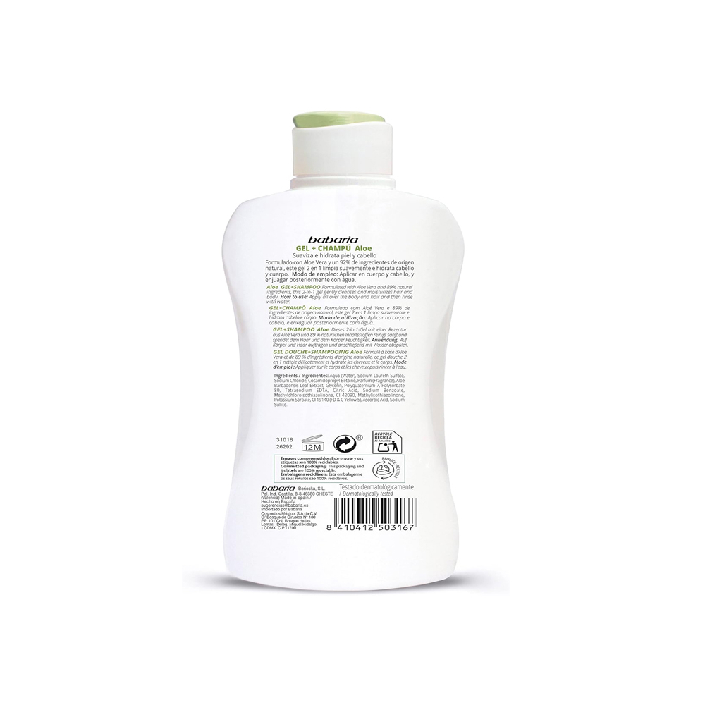 Gel & champú tonificante con Aloe Vera Babaria (200 ml) - Miniatura 2
