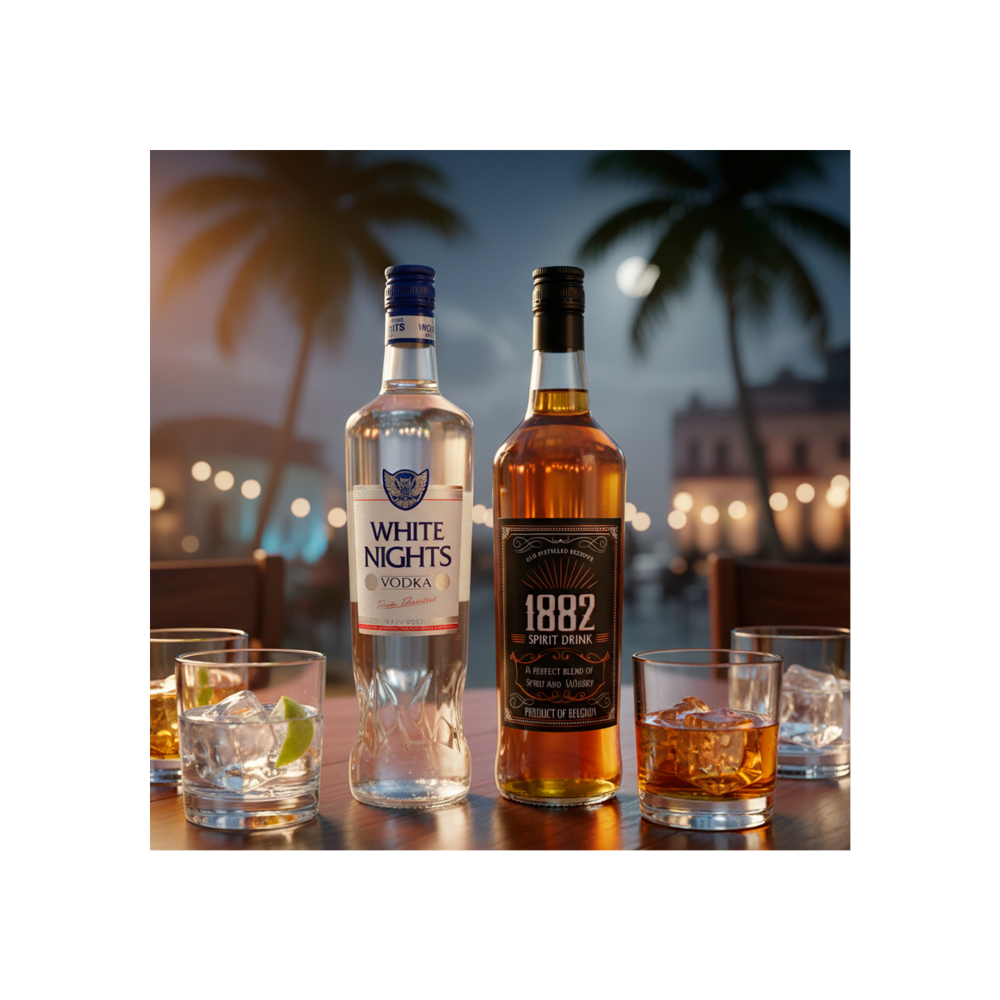 Vodka 37.5 % vol White Nights (1 L) + Whisky 40 % vol selección premium 1882 (2 x 1 L) - Miniatura 2