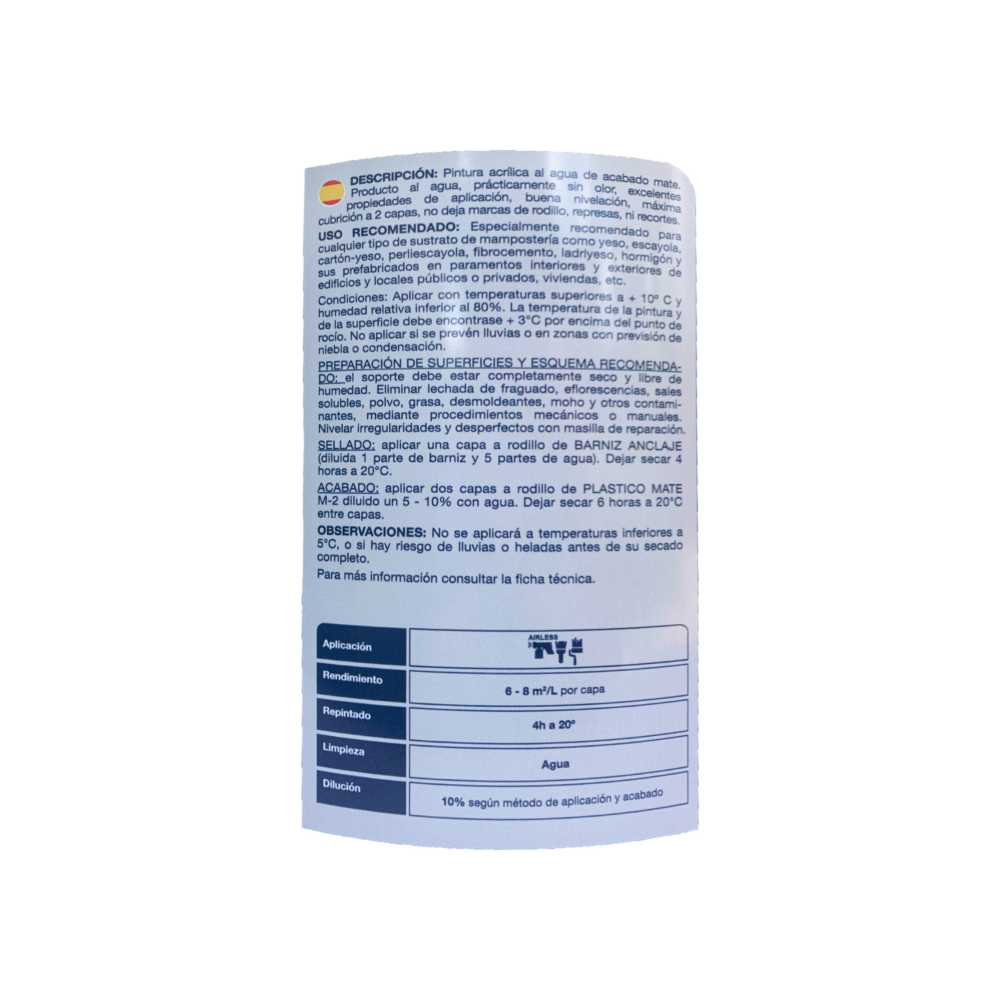 Pintura plástica acrílica profesional para interiores y exterior color blanco mate Macy (4 L) - Miniatura 4