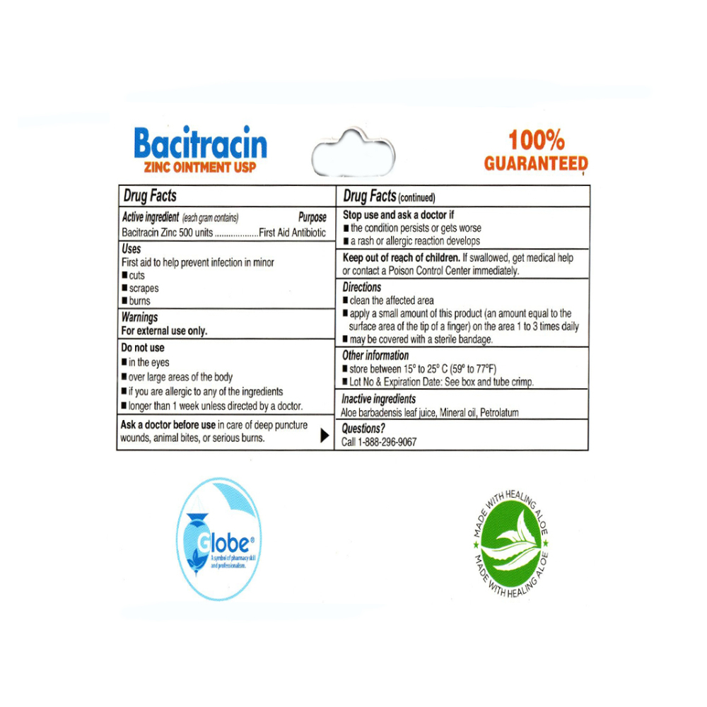 Ungüento de bacitracina zinc Globe (28 g / 1 oz) - Miniatura 2