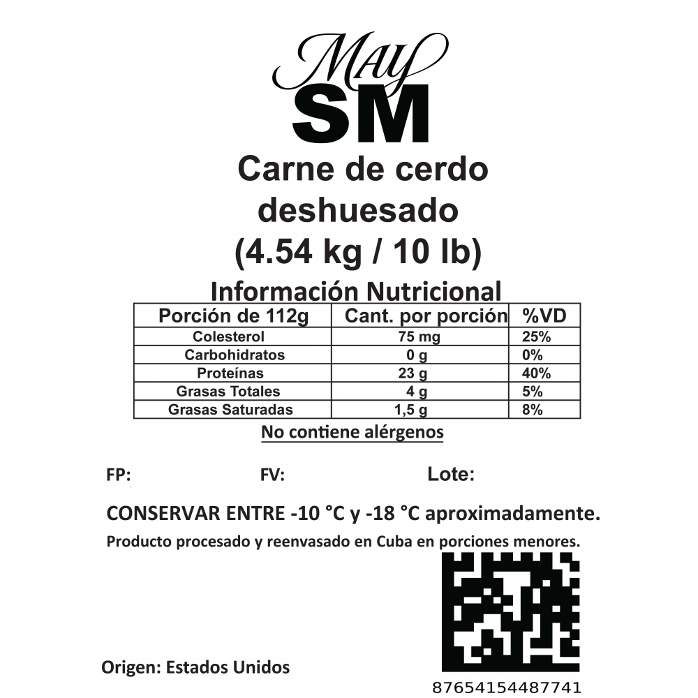 Carne de cerdo deshuesado May SM (4.54 kg / 10 lb) - Miniatura 3