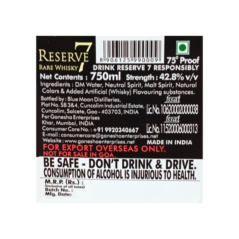 Whisky premium Reserve 7 (750 ml) - Miniatura 3
