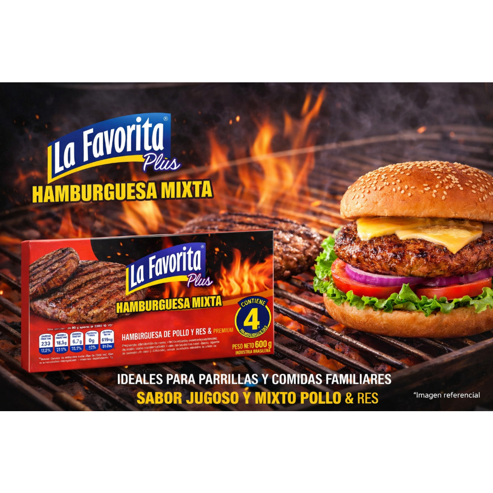 Hamburguesas mixta de pollo y res La Favorita Plus (4 x 150 g / 5.29 oz) - Miniatura 4