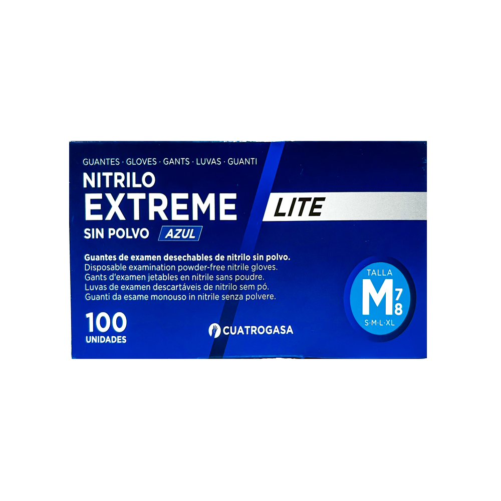 Caja de guante ambidiestro desechable de nitrilo azul talla M CUATROGASA (100 U) - Miniatura 2