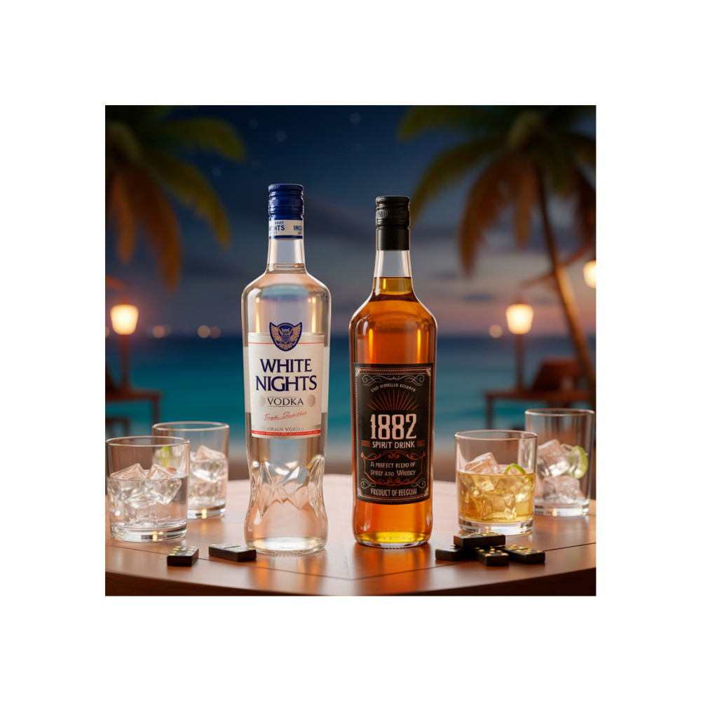 Vodka 37.5 % vol White Nights (1 L) + Whisky 40 % vol selección premium 1882 (1 L) - Miniatura 2