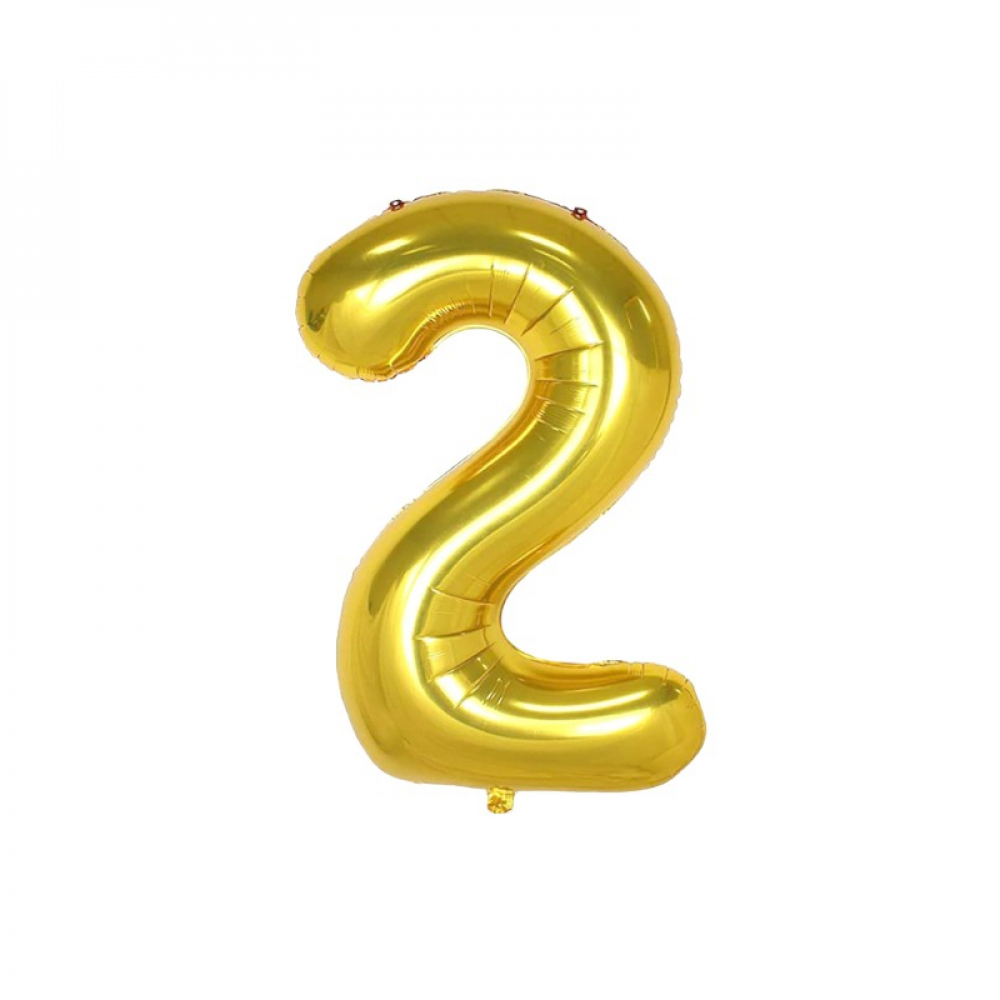 Globo dorado Número 2 Balloon (16 pulgadas) - Miniatura 3