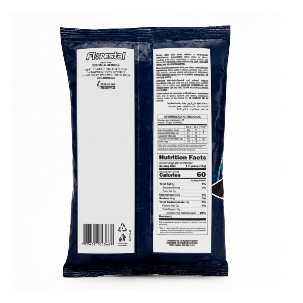 Chambelona que pinta sabor tutti frutti Bruxolito Florestal (500 g / 1.10 lb) - Miniatura 2