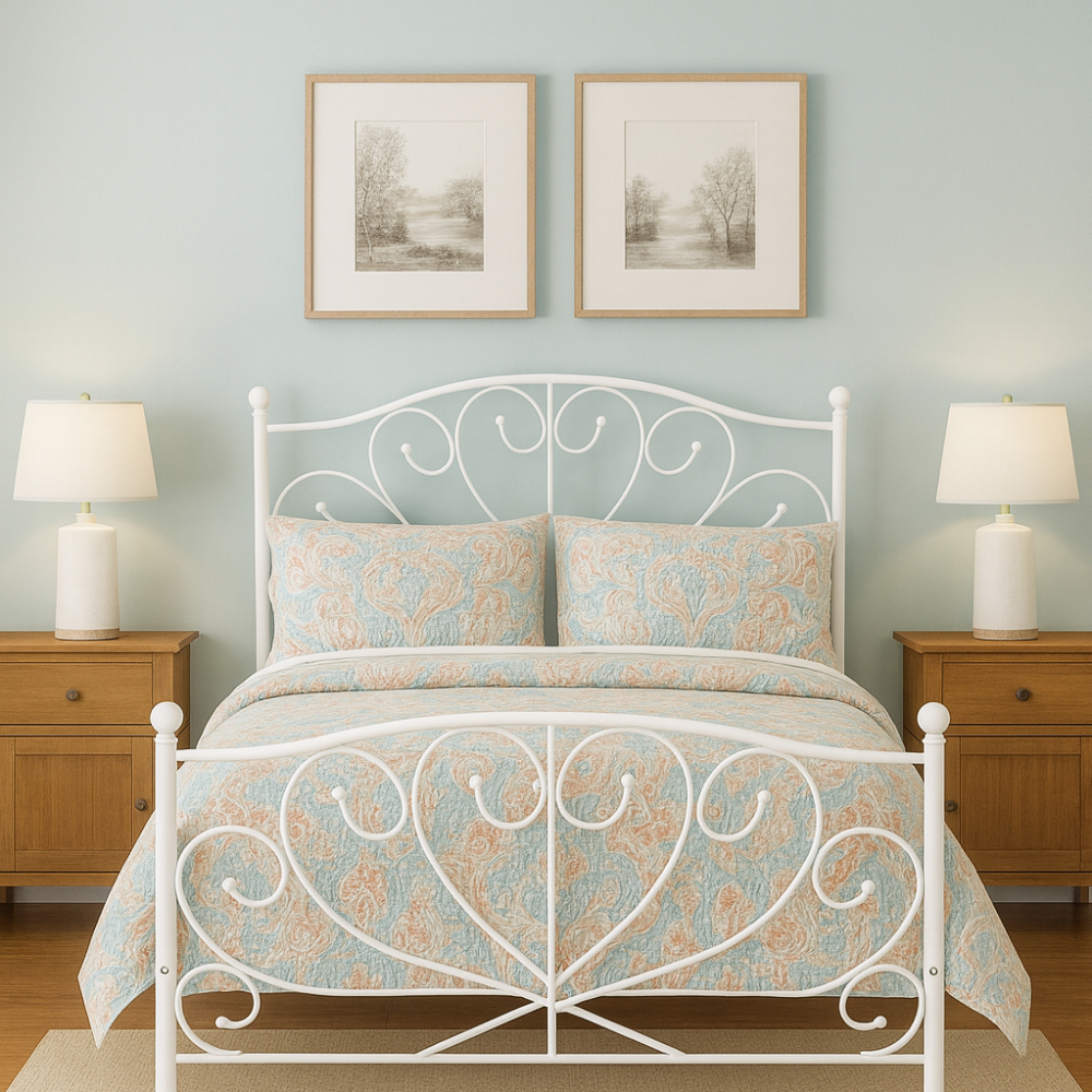 Cama de metal de color blanco modelo MAF51 - Miniatura 4