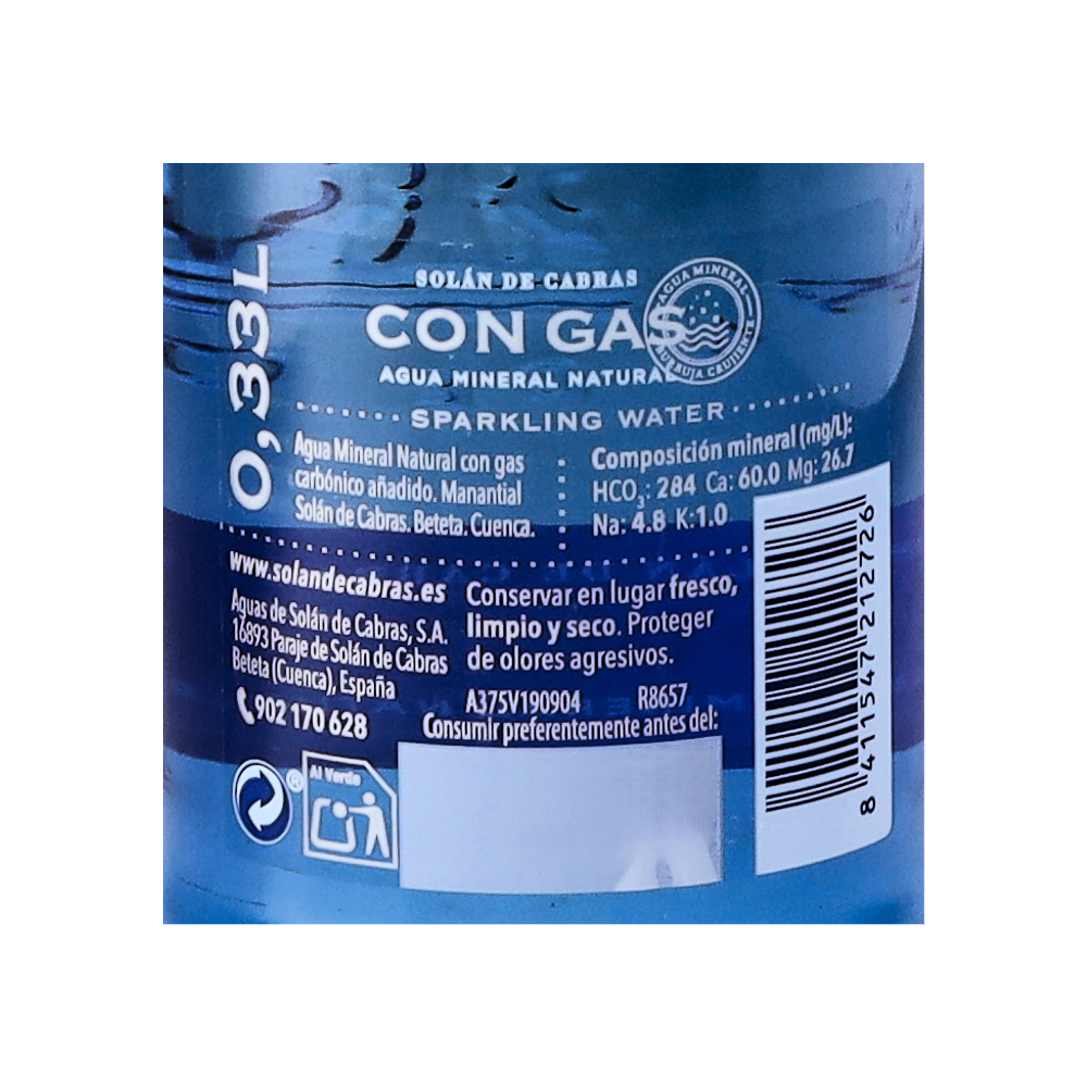 Agua con gas de botella Solán de Cabras ... - $1.74 | Cuba | Nercado