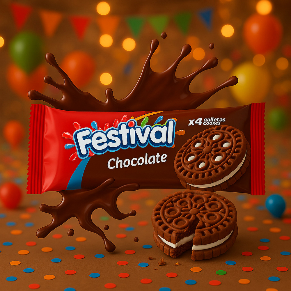 Galletas de chocolate rellenas con crema sabor a vainilla Festival (33.6 g / 1.19 oz) - Miniatura 3