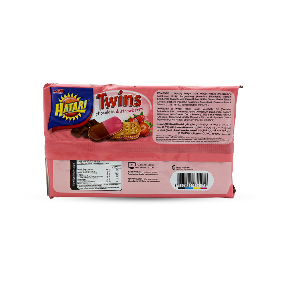 Galletas con crema sabor chocolate y fresa Hatari (190 g / 6.70 oz) - Miniatura 2