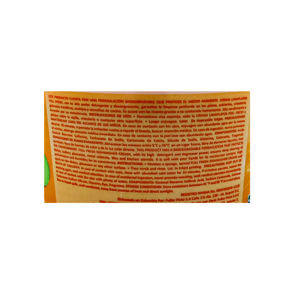 Crema lavaplatos aroma tropical Full Fresh (500 g / 1.10 lb) - Miniatura 3