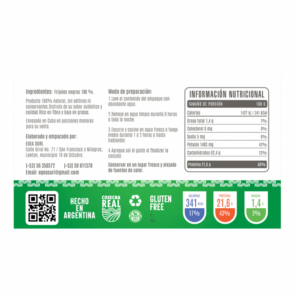 Frijoles negros Cosecha Real (8 x 500 g / 1.1 lb) - Miniatura 3