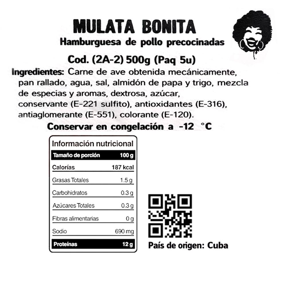 Hamburguesa de pollo precocinada Mulata Bonita (500 g / 1.1 lb) - Miniatura 3