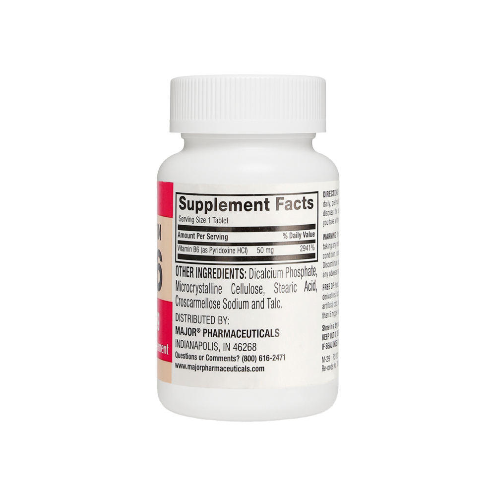 Vitamina B-6 50 mg Major (100 tabletas) - Miniatura 3
