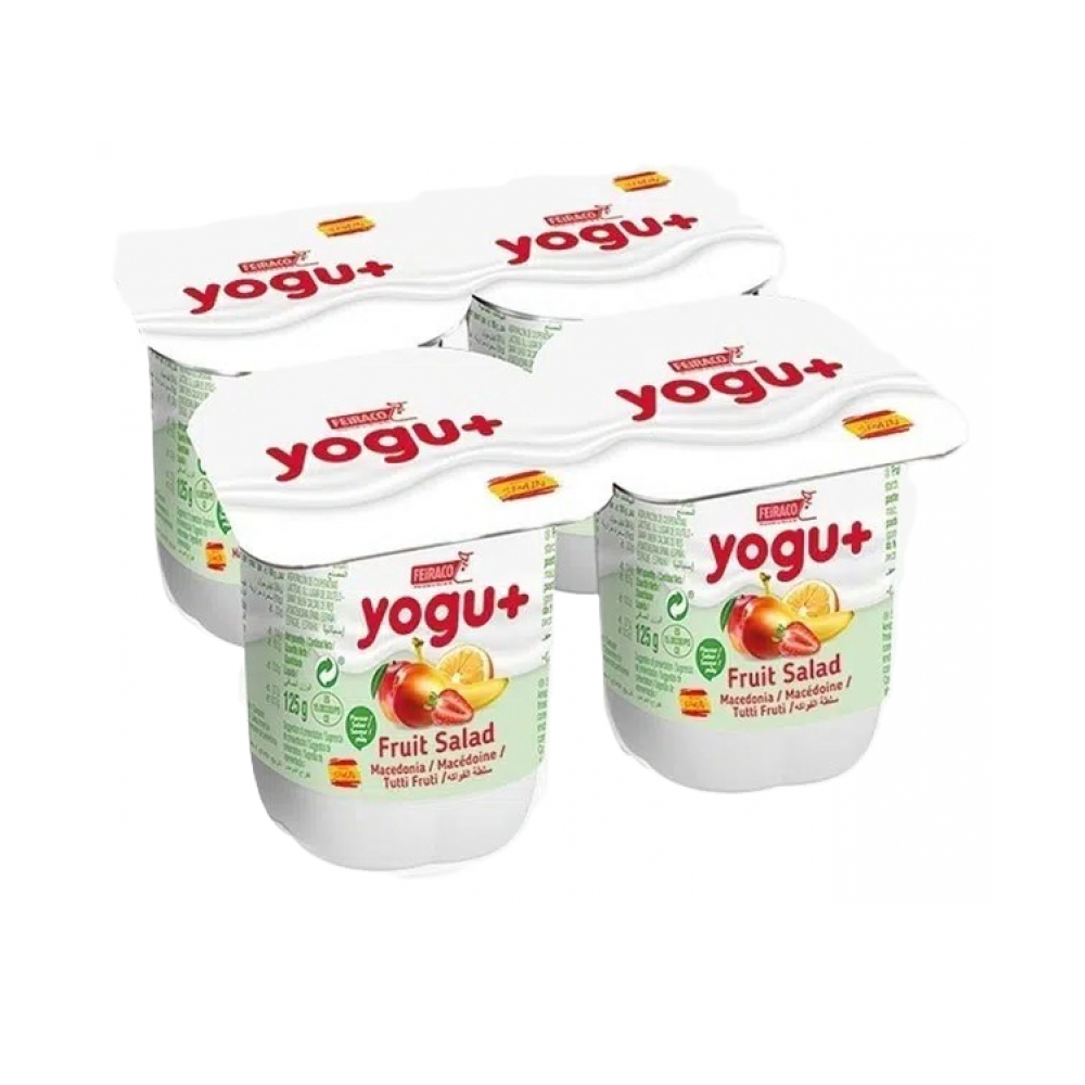 Yogurt sabor macedonia Yogu+ Feiraco (4 x 125 g / 4.41 oz) - Miniatura 4