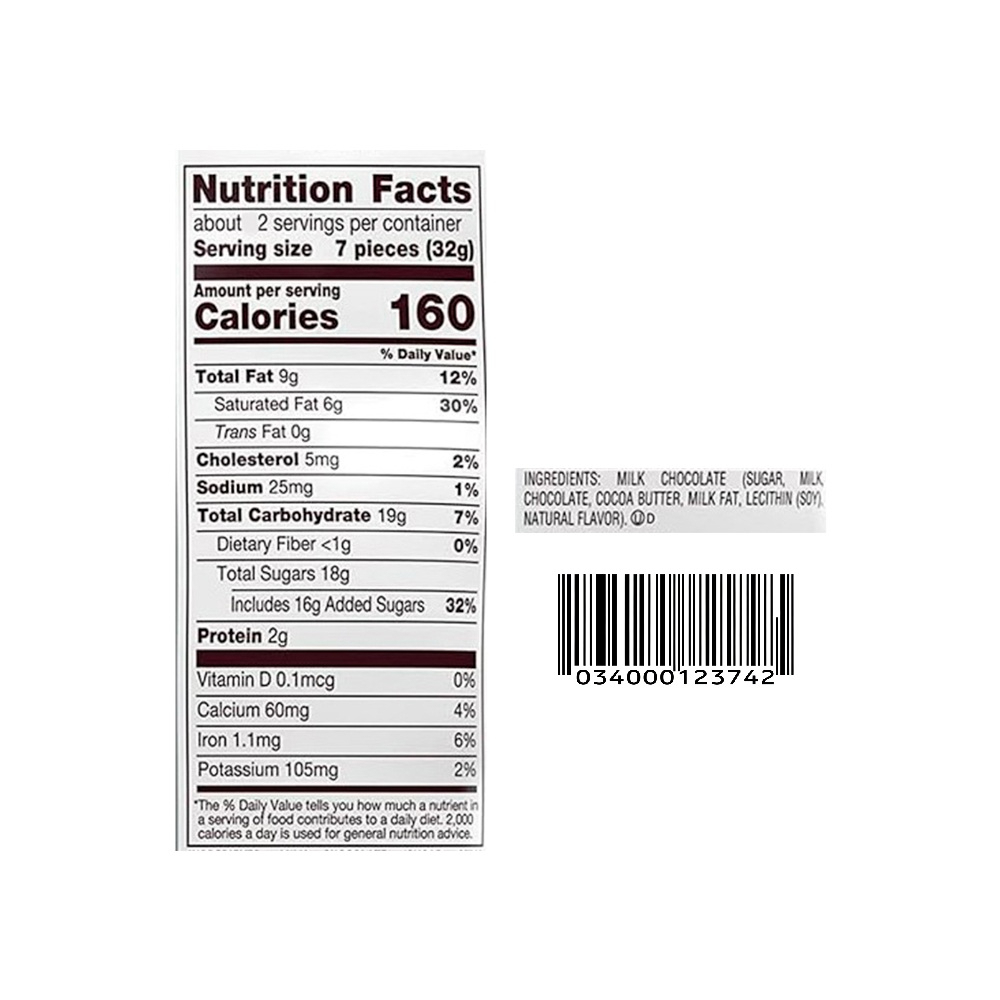 Bombones de chocolate con leche Hershey's Kisses (62 g / 2.2 oz) - Miniatura 3