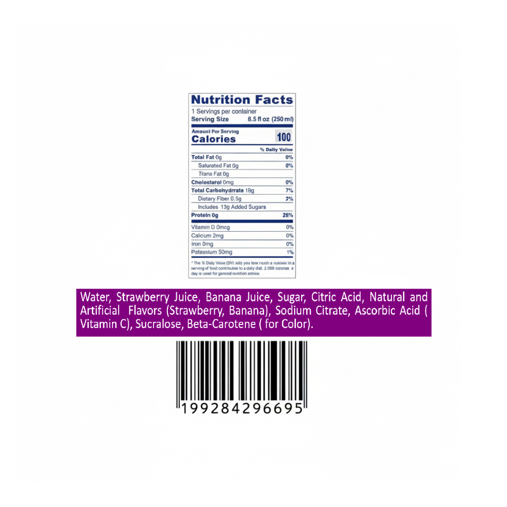 Néctar de frutas sabor banana y fresa Tropi Gusto (24 x 250 ml) - Miniatura 3