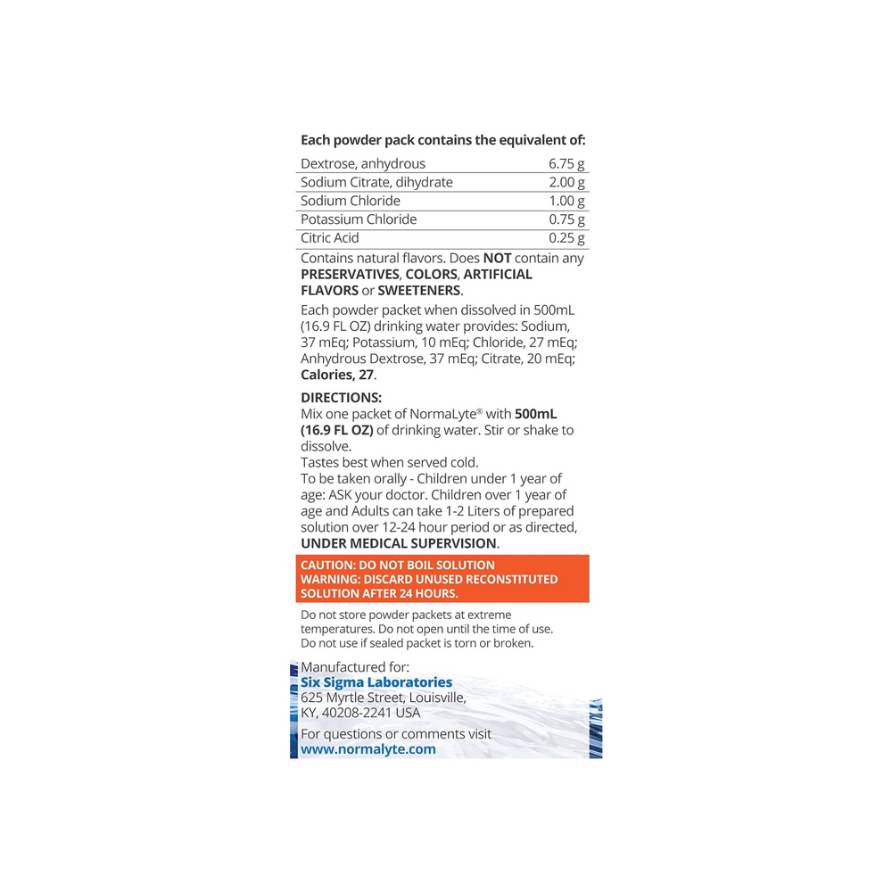 Paquetes de electrolitos en polvo, sabores naturales NormaLyte (6 U) - Miniatura 2