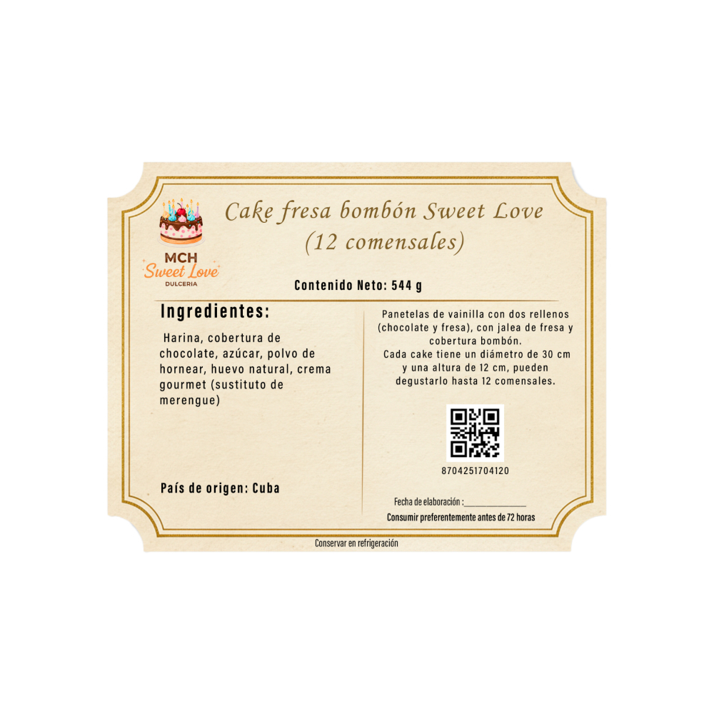 Cake fresa bombón Sweet Love MCH Panadería (12 comensales) - Miniatura 3