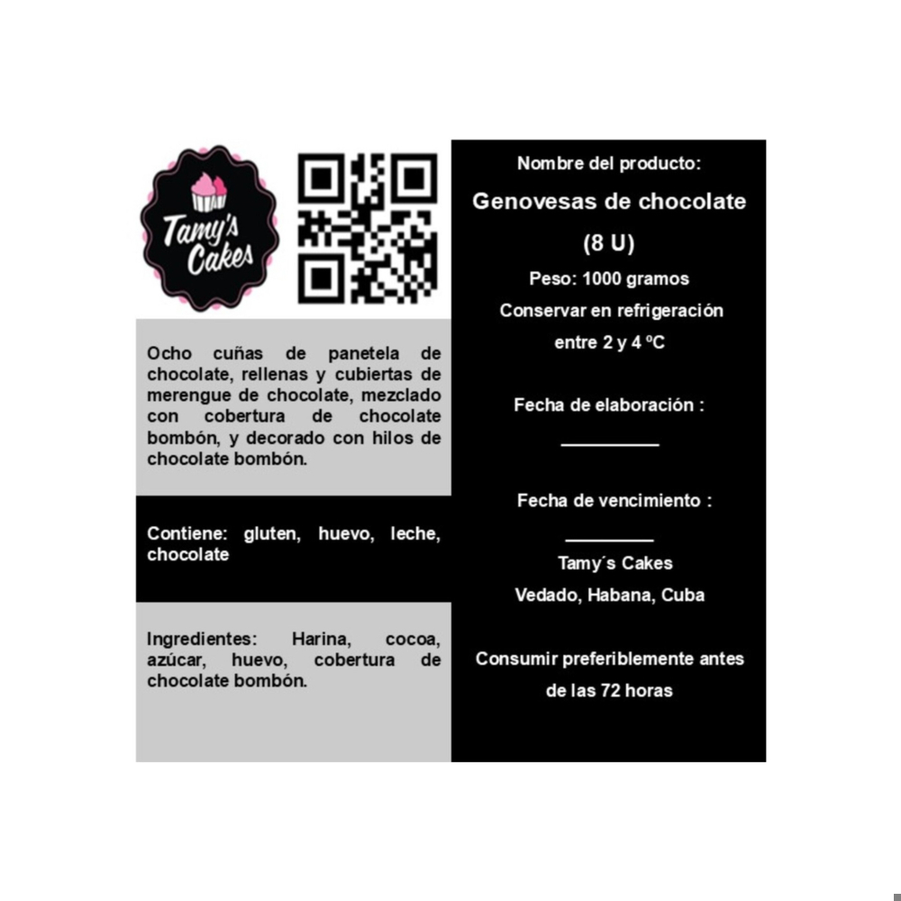 Genovesas de chocolate Tamy's Cake (8 U) - Miniatura 4