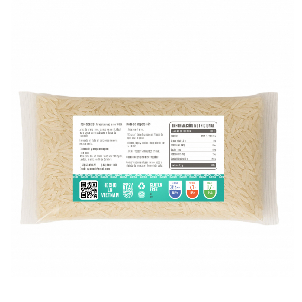 Arroz de grano largo Cosecha Real (5 x 500 g / 1.1 lb) - Miniatura 3