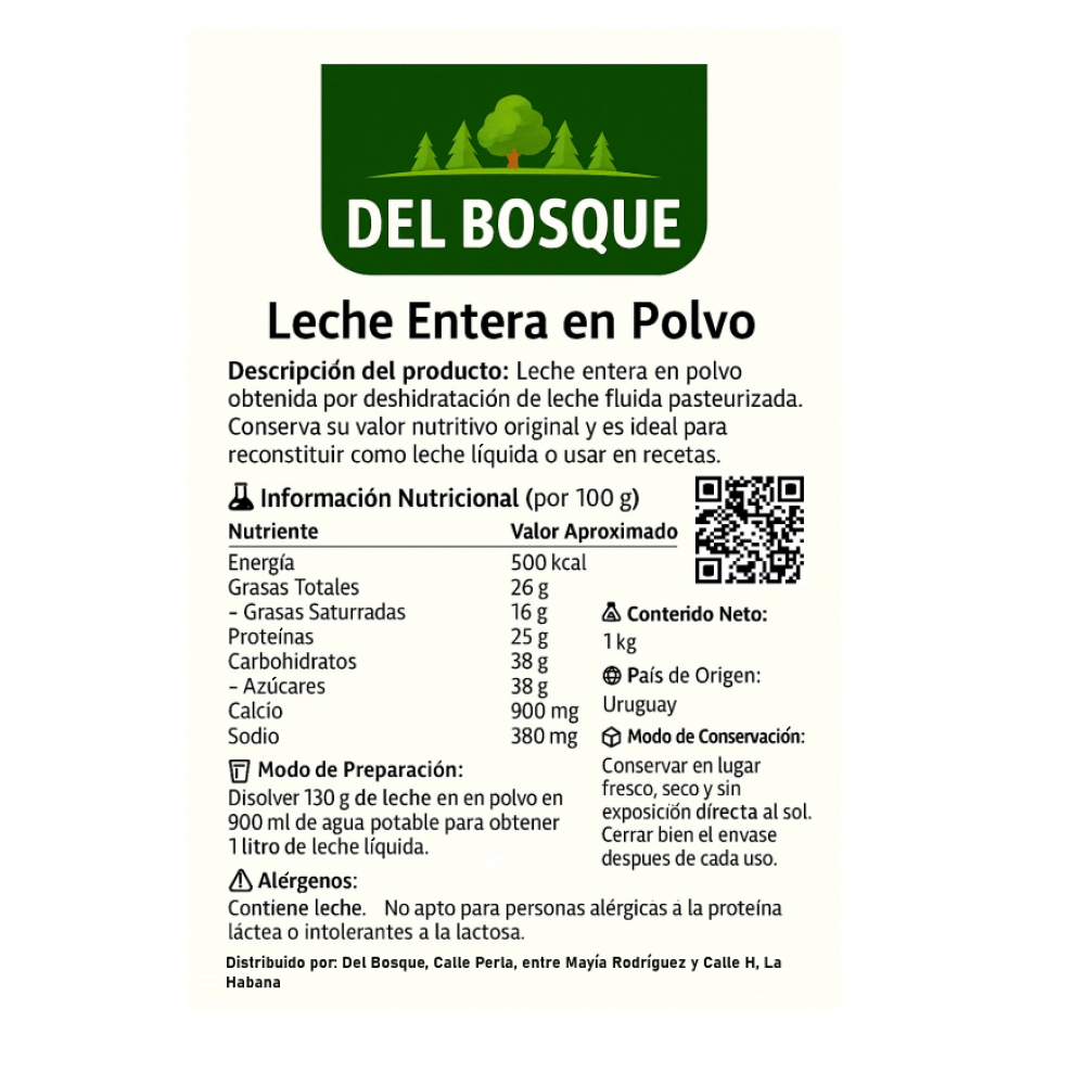 Leche en polvo entera Del Bosque (1 kg / 2.2 lb) - Miniatura 3