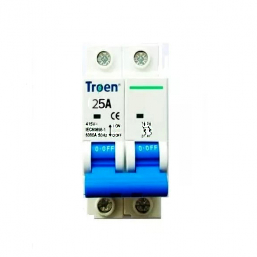 Interruptor - breaker - termomagnético de 25 A / 2 polos tipo europeo Troen - Miniatura 2