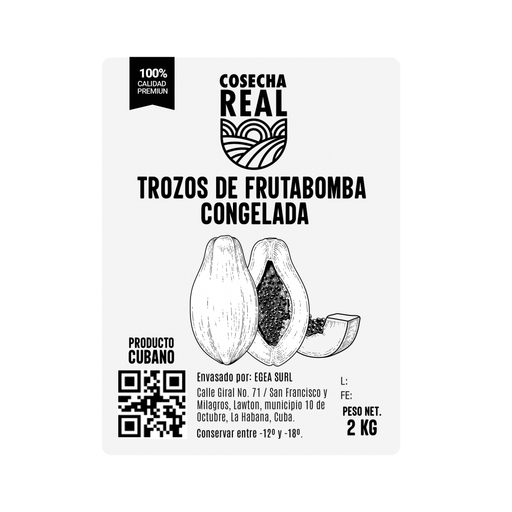 Trozos de frutabomba congelada Cosecha Real (2 kg / 4.4 lb) - Miniatura 3