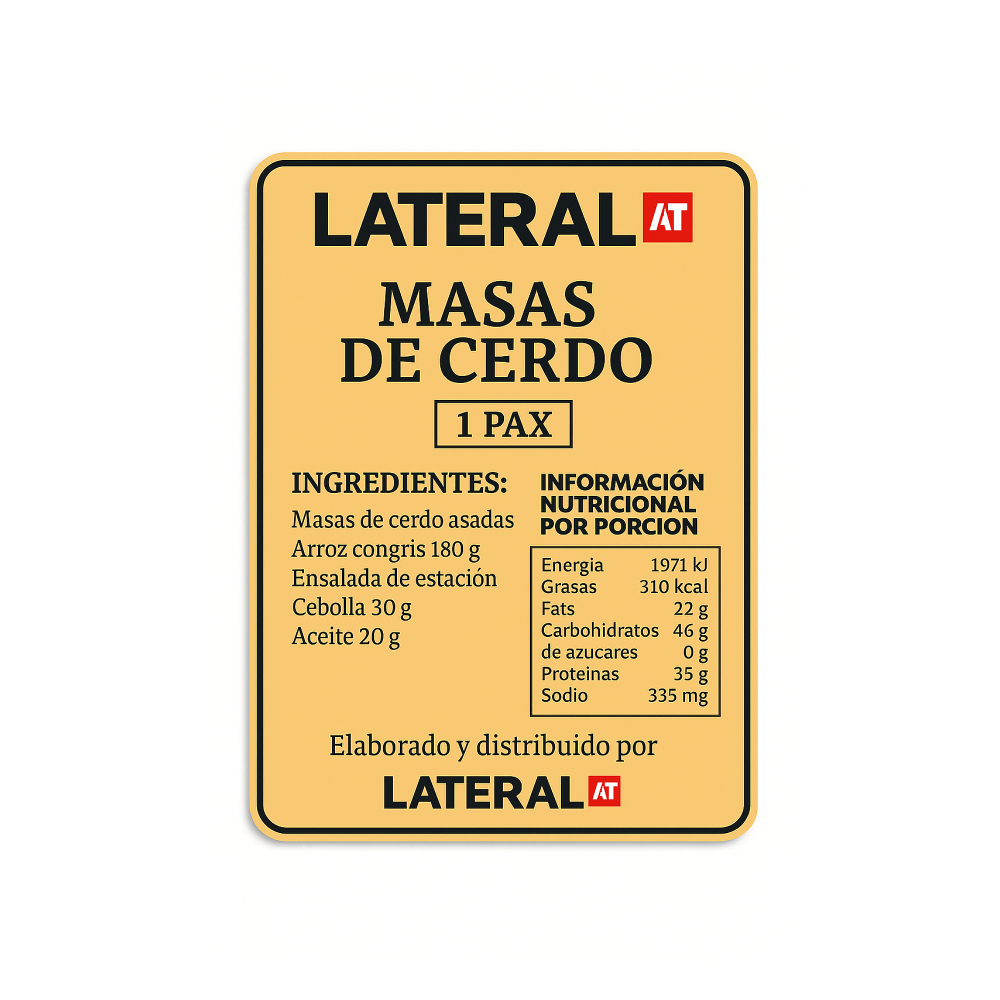 Masas de cerdo asadas + guarnición Lateral (1 persona) - Miniatura 2