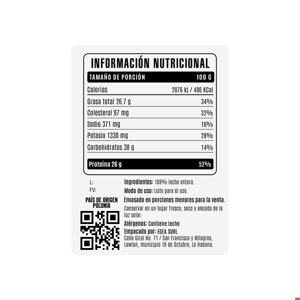 Leche entera en polvo Cosecha Real (10 x 1 kg / 2.2 lb) - Miniatura 4