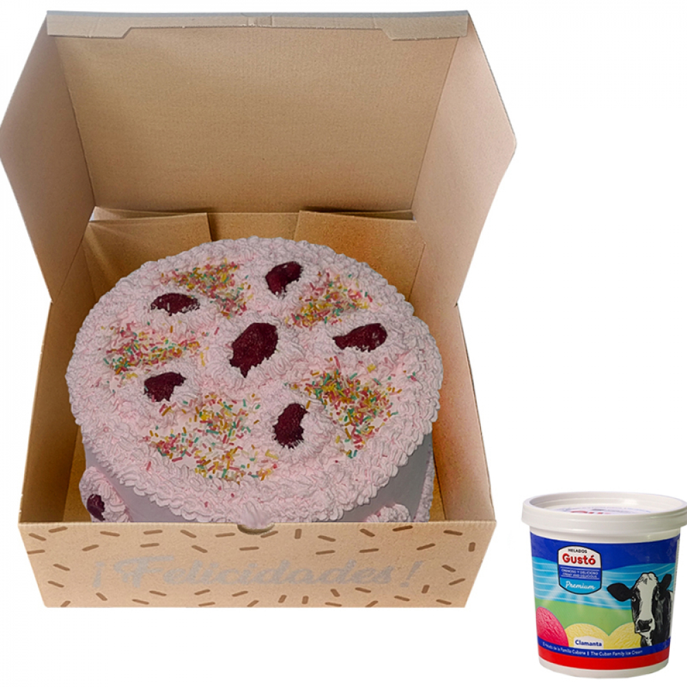 Cake fresa de nata (12 comensales) + helado - Miniatura 2