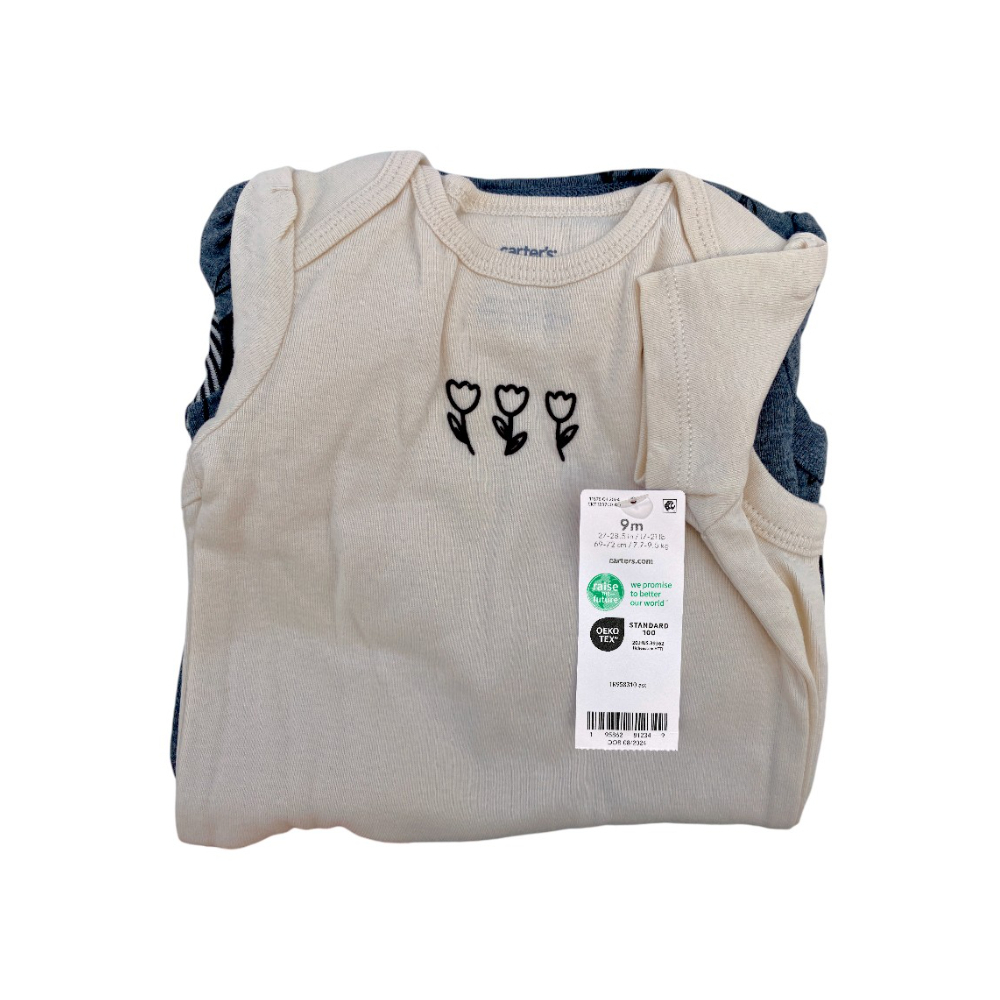 Conjunto de 5 bodys florales de manga corta para bebé Carter´s (Talla 9 meses) - Miniatura 2