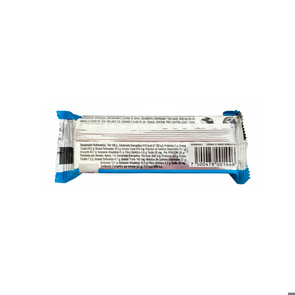 Galletas tipo wafer con relleno sabor a vainilla Gamesa Cremax (42 g / 1.48 oz) - Miniatura 3