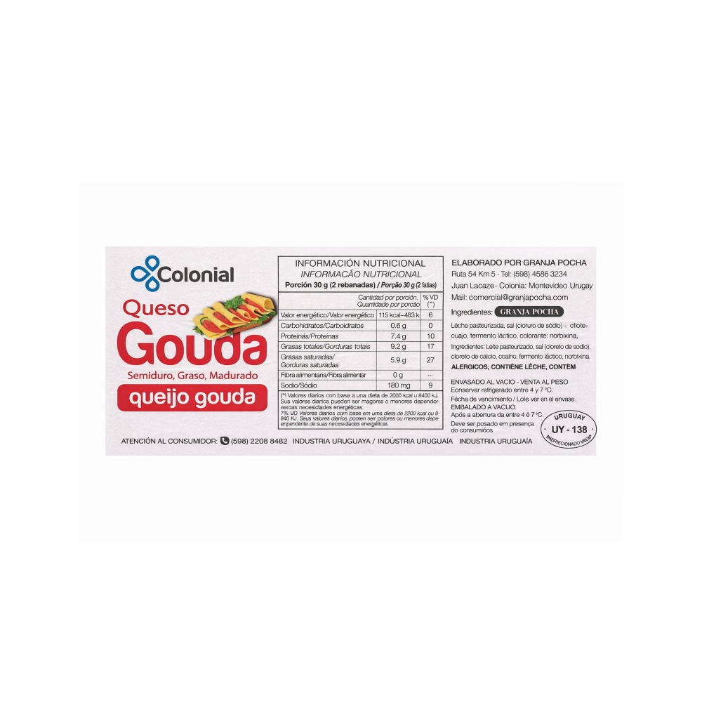 Queso gouda semiduro Colonial (3.3 kg / 7.27 lb) - Miniatura 2