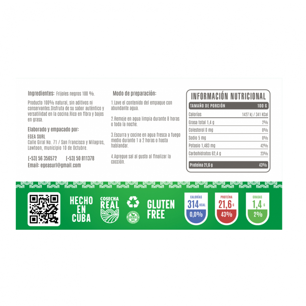 Frijoles negros Cosecha Real (8 x 1 kg / 2.2 lb) - Miniatura 3