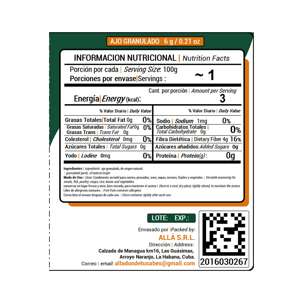 Ajo granulado Allá (6 g) - Miniatura 3