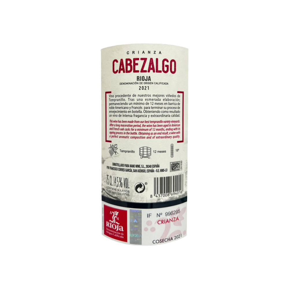 Vino tinto rioja crianza Cabezalgo (750 ml) - Miniatura 3