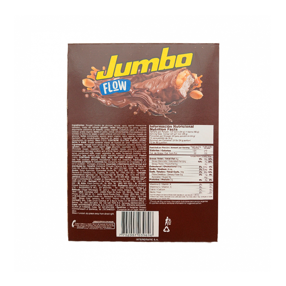 Barra de caramelo y maní con cobertura sabor chocolate Jumbo Flow (576 g / 1.26 lb) - Miniatura 3