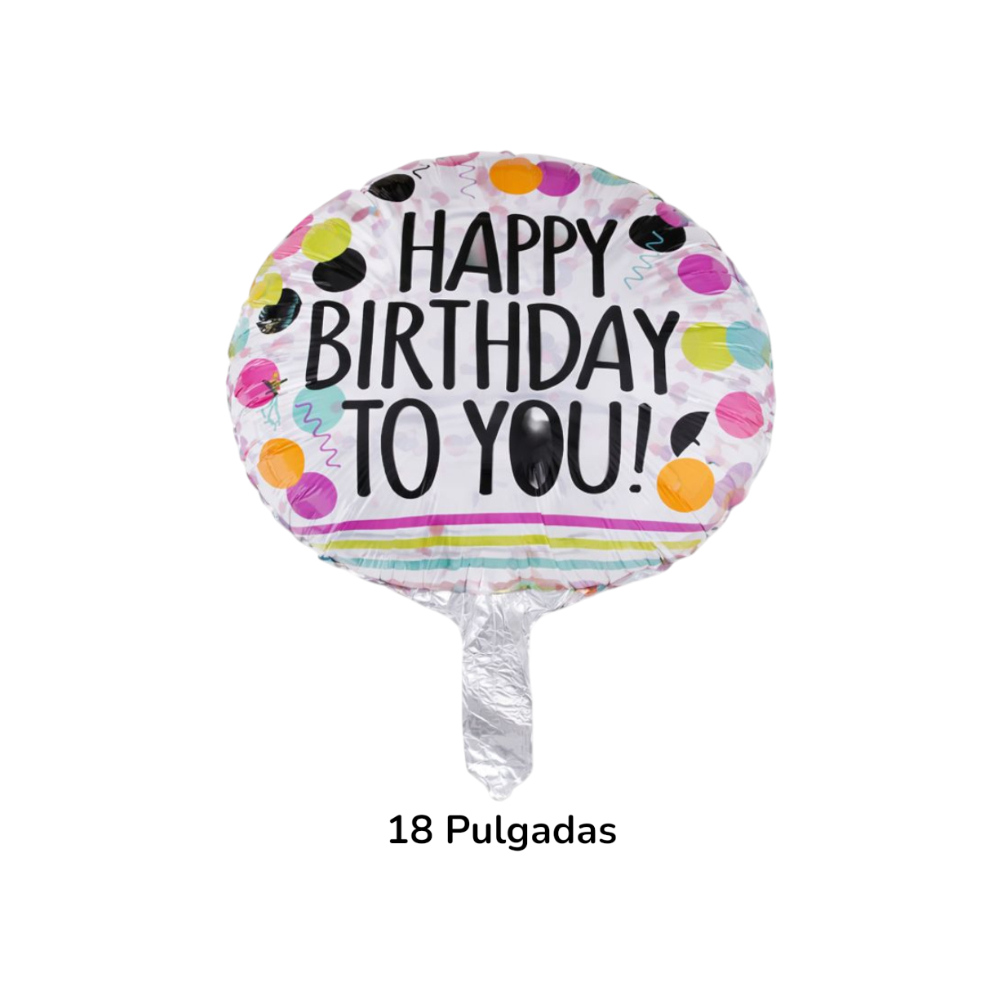 Globo con cartel de Happy Birthday y diseño de puntos de colores 18 pulgadas Balloon - Miniatura 3