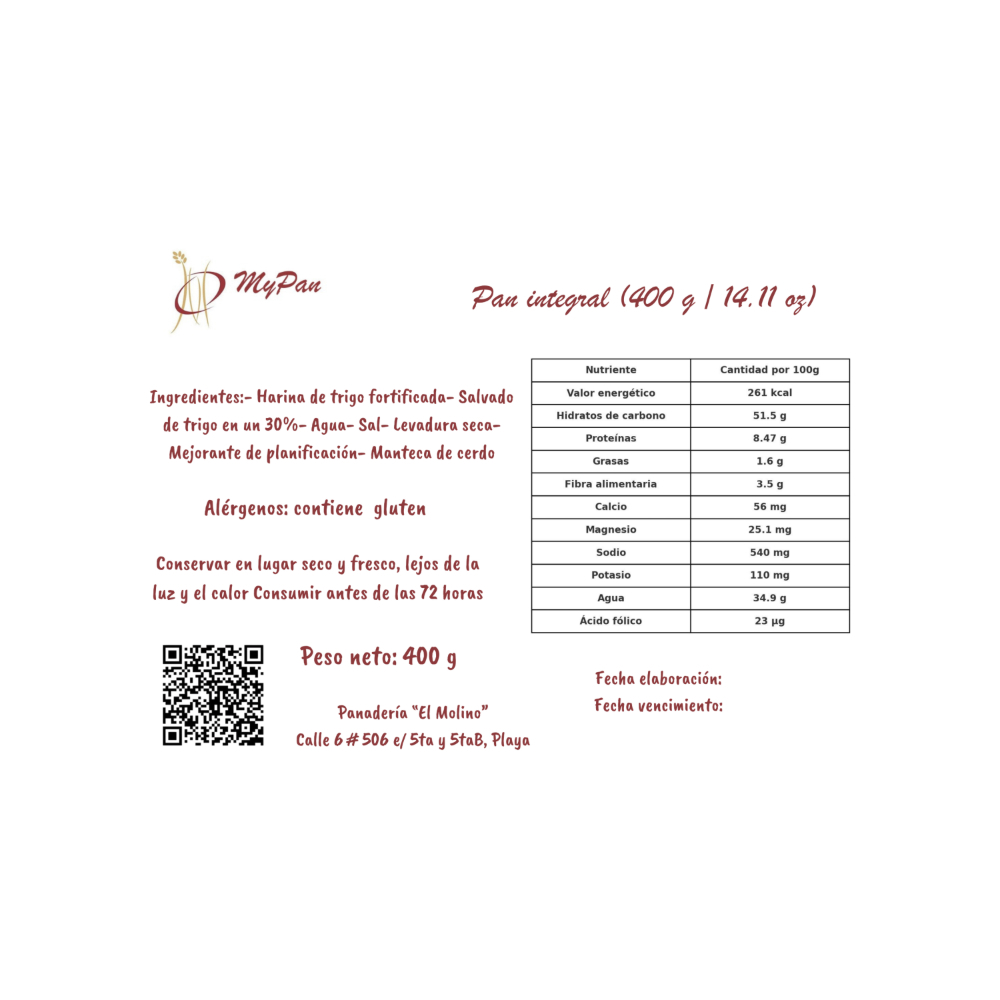 Pan integral Mypan (400 g / 14.11 oz) - Miniatura 3